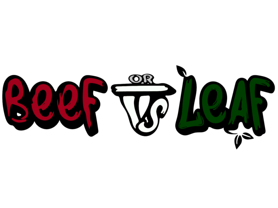 Beef Or Leaf Schriftzug mit rot, weiß und grün